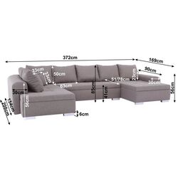 Canapea in forma de U extensibila Mobhaus Frankfurt New (Brown) Thumb