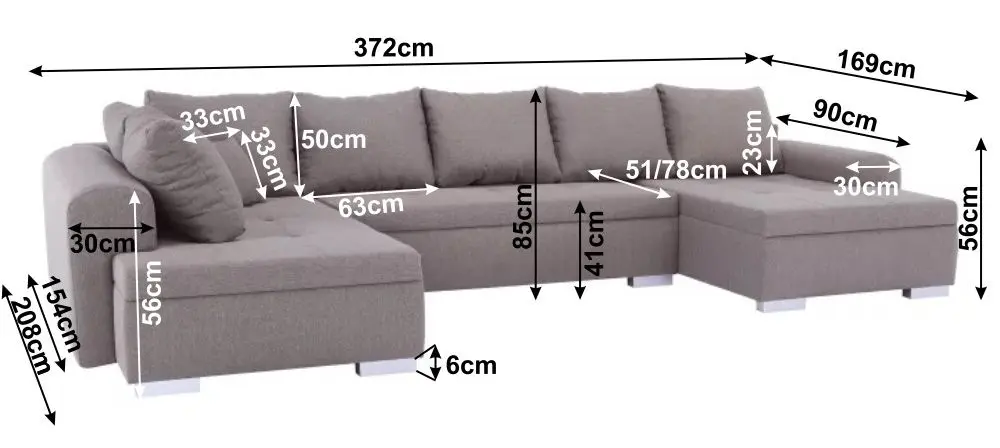 Canapea in forma de U extensibila Mobhaus Frankfurt New (Brown) - 2