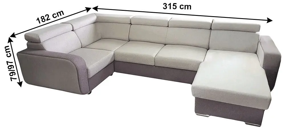 Canapea in forma de U extensibila Mobhaus Imperio U Right (Dark Brown/Light Brown) - 2