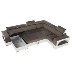 Canapea in forma de U extensibila Mobhaus Kamelia Left (Brown/White) Thumb