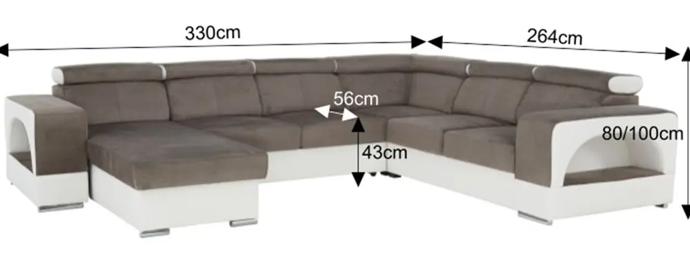 Canapea in forma de U extensibila Mobhaus Kamelia Left (Brown/White) - 12