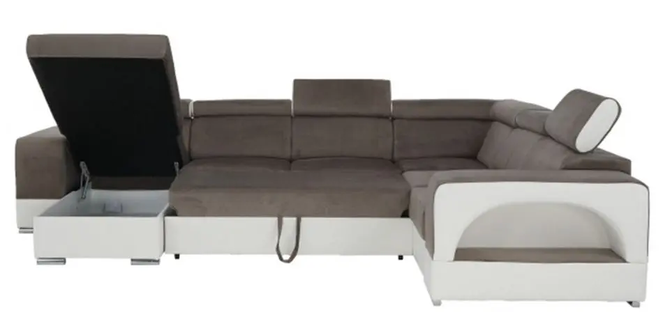 Canapea in forma de U extensibila Mobhaus Kamelia Left (Brown/White) - 3