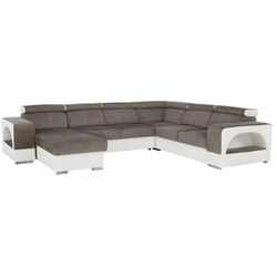 Canapea in forma de U extensibila Mobhaus Kamelia Left (Brown/White)