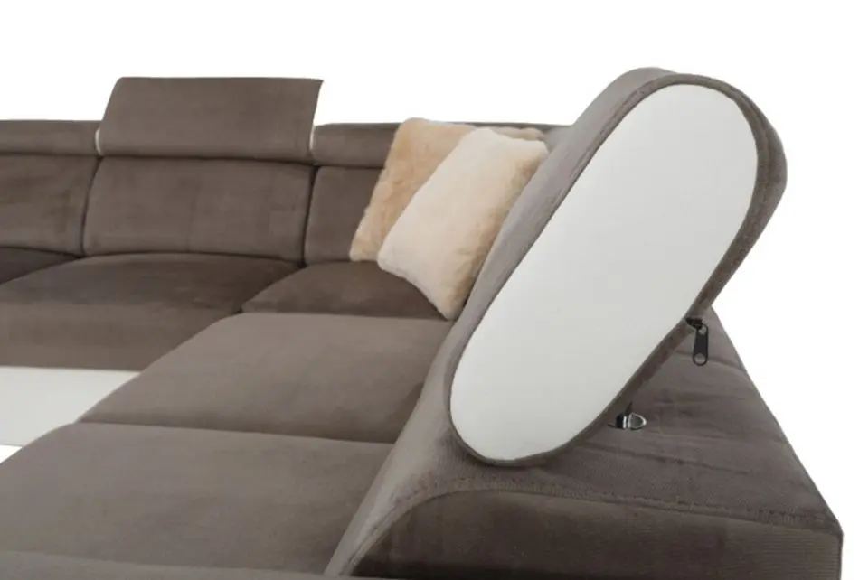 Canapea in forma de U extensibila Mobhaus Kamelia Left (Brown/White) - 4