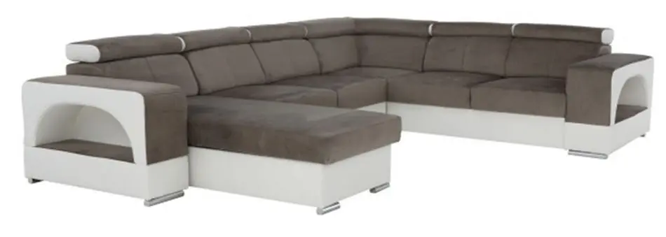 Canapea in forma de U extensibila Mobhaus Kamelia Left (Brown/White) - 7