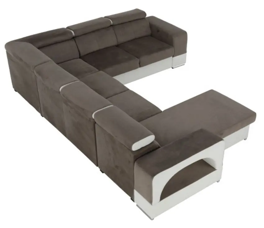 Canapea in forma de U extensibila Mobhaus Kamelia Left (Brown/White) - 8