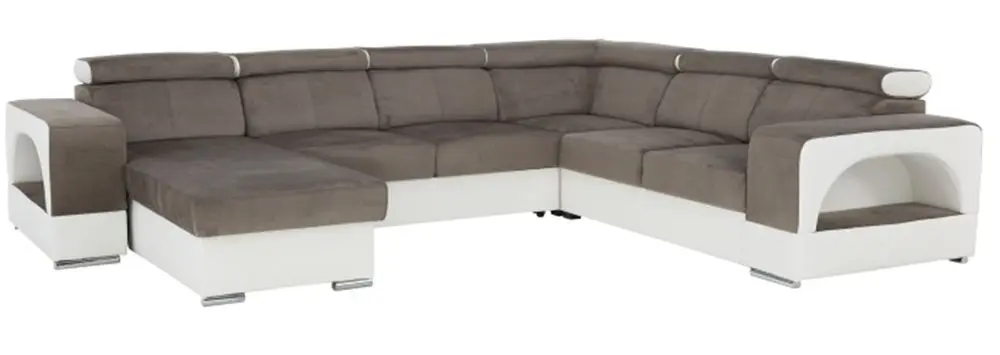 Canapea in forma de U extensibila Mobhaus Kamelia Left (Brown/White)