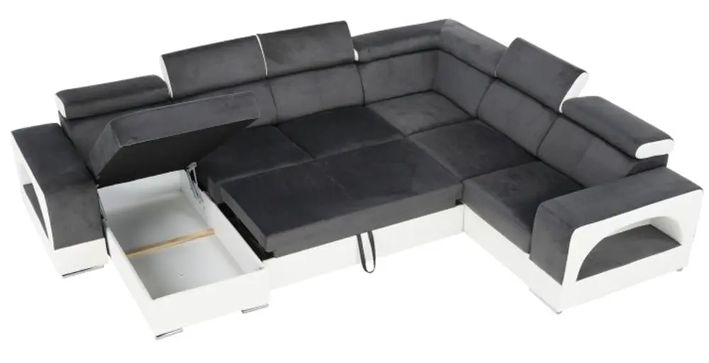 Canapea in forma de U extensibila Mobhaus Kamelia Left (Gray/White) - 3