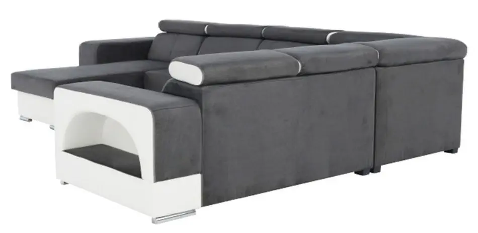 Canapea in forma de U extensibila Mobhaus Kamelia Left (Gray/White) - 7