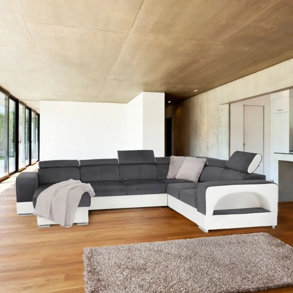 Canapea in forma de U extensibila Mobhaus Kamelia Left (Gray/White) - 8
