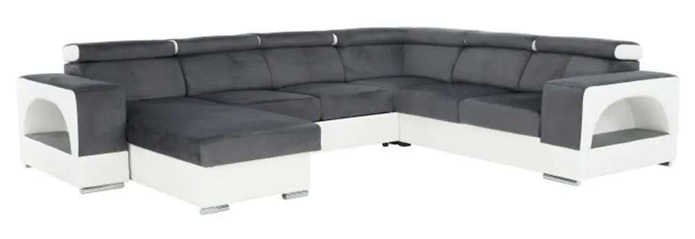 Canapea in forma de U extensibila Mobhaus Kamelia Left (Gray/White)