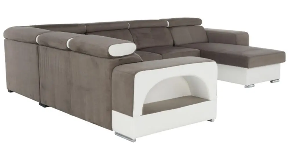 Canapea in forma de U extensibila Mobhaus Kamelia Right (Brown/White) - 2