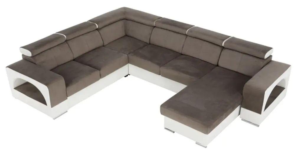 Canapea in forma de U extensibila Mobhaus Kamelia Right (Brown/White) - 3