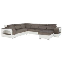 Canapea in forma de U extensibila Mobhaus Kamelia Right (Brown/White)