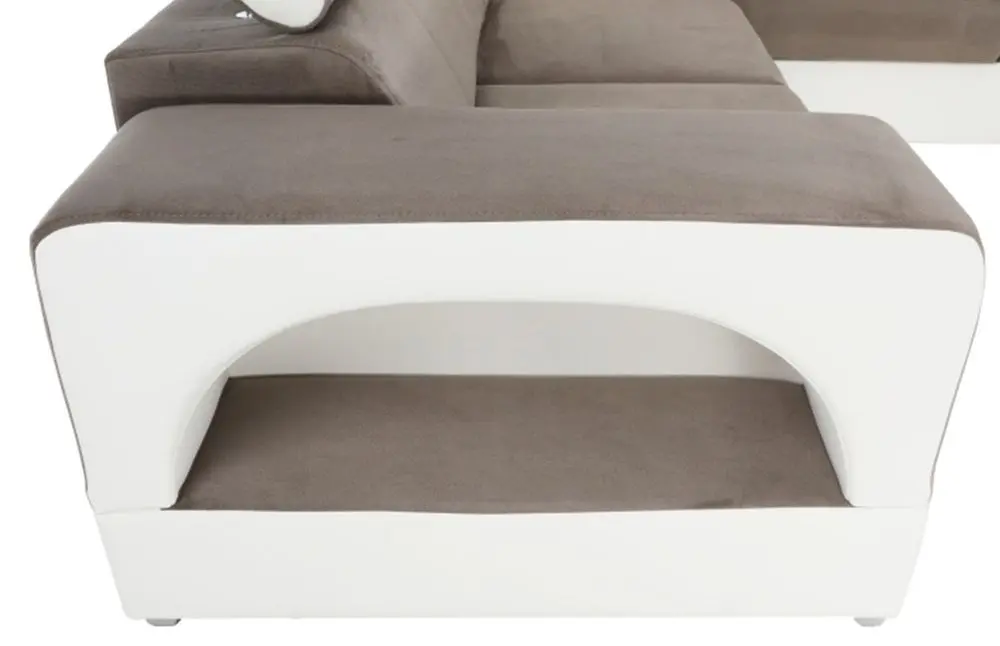 Canapea in forma de U extensibila Mobhaus Kamelia Right (Brown/White) - 5