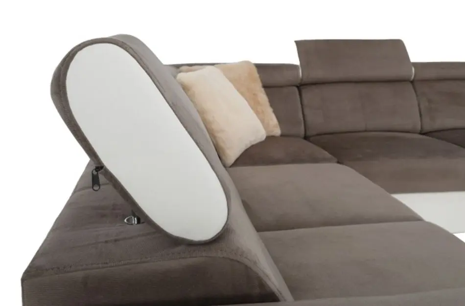 Canapea in forma de U extensibila Mobhaus Kamelia Right (Brown/White) - 7