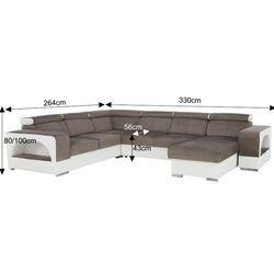 Canapea in forma de U extensibila Mobhaus Kamelia Right (Brown/White) Thumb
