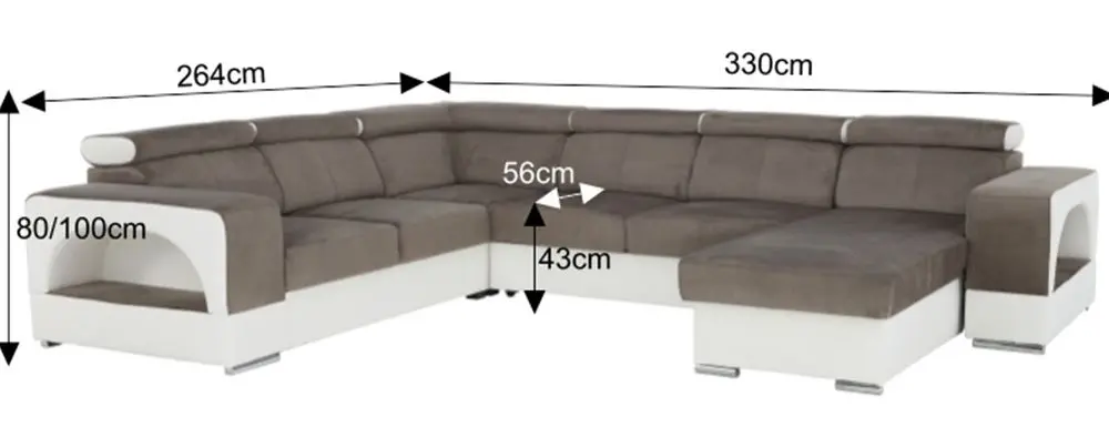 Canapea in forma de U extensibila Mobhaus Kamelia Right (Brown/White) - 10