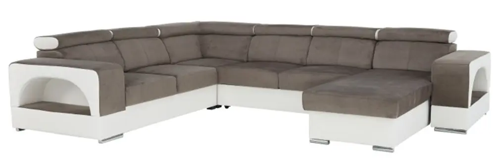 Canapea in forma de U extensibila Mobhaus Kamelia Right (Brown/White)