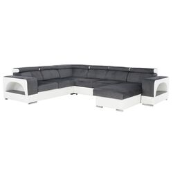 Canapea in forma de U extensibila Mobhaus Kamelia Right (Gray/White)