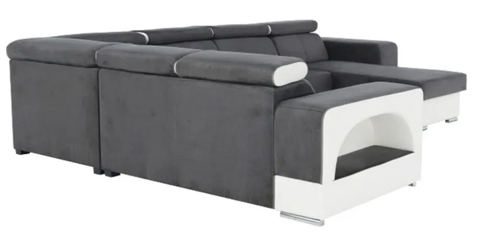 Canapea in forma de U extensibila Mobhaus Kamelia Right (Gray/White) - 4