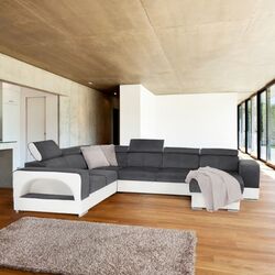 Canapea in forma de U extensibila Mobhaus Kamelia Right (Gray/White) Thumb