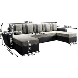 Диван П-образный раскладной Mobhaus Luny Roh (Black/Gray-Brown) Thumb