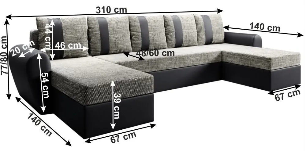 Диван П-образный раскладной Mobhaus Luny Roh (Black/Gray-Brown) - 3