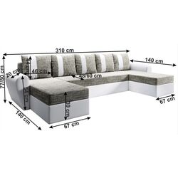 Диван П-образный раскладной Mobhaus Luny Roh (White/Gray-Brown) Thumb