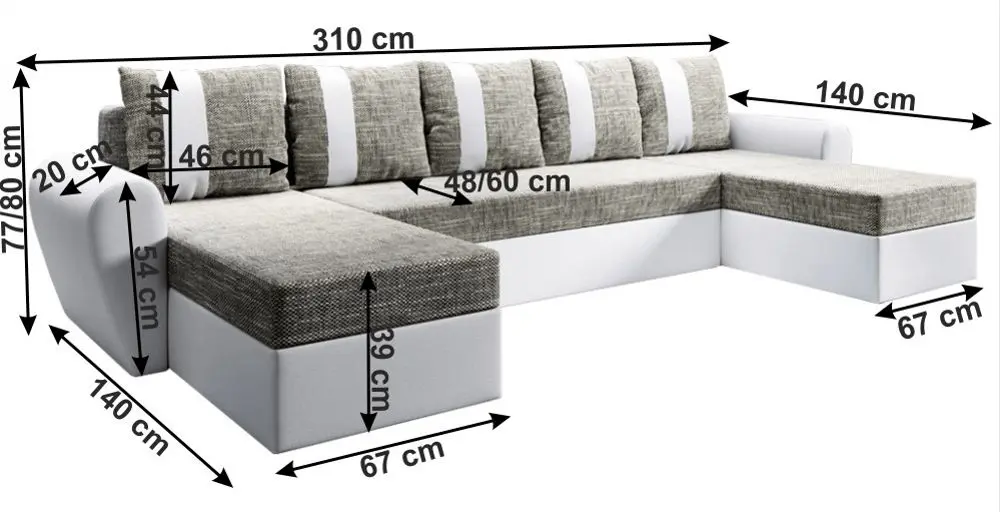 Диван П-образный раскладной Mobhaus Luny Roh (White/Gray-Brown) - 3
