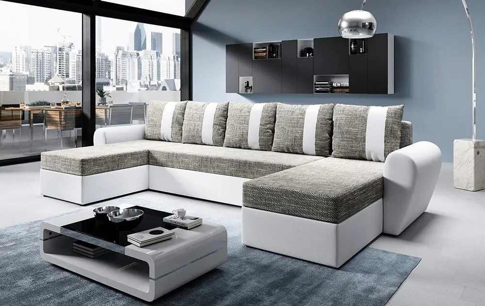 Диван П-образный раскладной Mobhaus Luny Roh (White/Gray-Brown) - 2