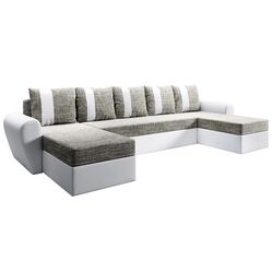 Canapea in forma de U extensibila Mobhaus Luny Roh (White/Gray-Brown)