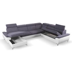 Canapea in forma de U extensibila Mobhaus Marelia Left (Gray/White) Thumb