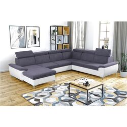 Canapea in forma de U extensibila Mobhaus Marelia Left (Gray/White) Thumb