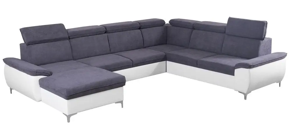 Canapea in forma de U extensibila Mobhaus Marelia Left (Gray/White)