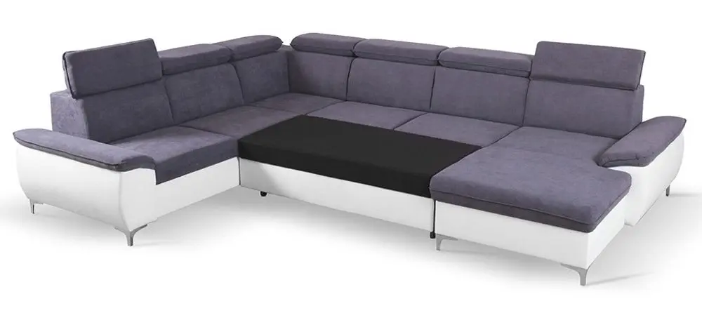 Canapea in forma de U extensibila Mobhaus Marelia Right (Gray/White) - 6