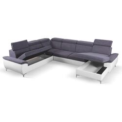 Canapea in forma de U extensibila Mobhaus Marelia Right (Gray/White) Thumb