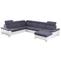 Canapea in forma de U extensibila Mobhaus Marelia Right (Gray/White)