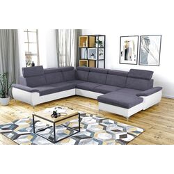 Canapea in forma de U extensibila Mobhaus Marelia Right (Gray/White) Thumb