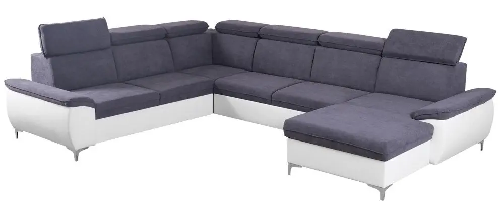 Canapea in forma de U extensibila Mobhaus Marelia Right (Gray/White)