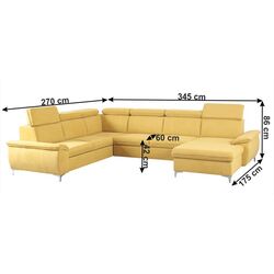 Canapea in forma de U extensibila Mobhaus Marelia Right (Mustard) Thumb