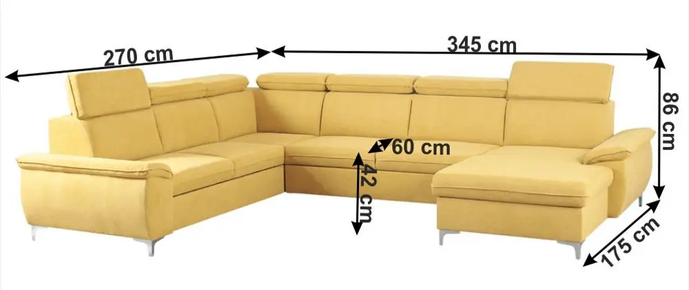 Canapea in forma de U extensibila Mobhaus Marelia Right (Mustard) - 4