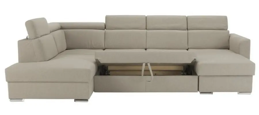 Canapea in forma de U extensibila Mobhaus Marieta Left (Beige)