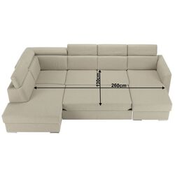 Canapea in forma de U extensibila Mobhaus Marieta Left (Beige) Thumb