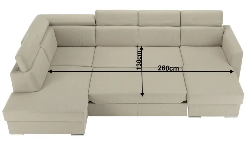 Canapea in forma de U extensibila Mobhaus Marieta Left (Beige)