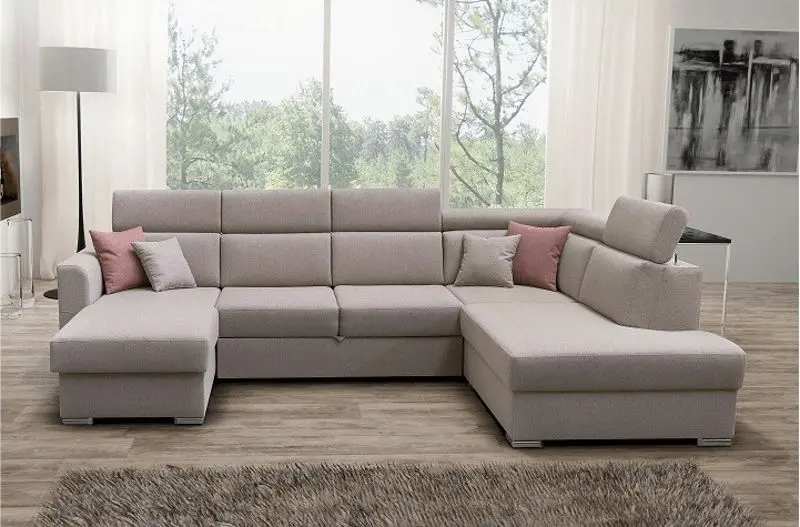 Canapea in forma de U extensibila Mobhaus Marieta Right (Beige)