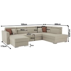Canapea in forma de U extensibila Mobhaus Marieta Right (Beige) Thumb