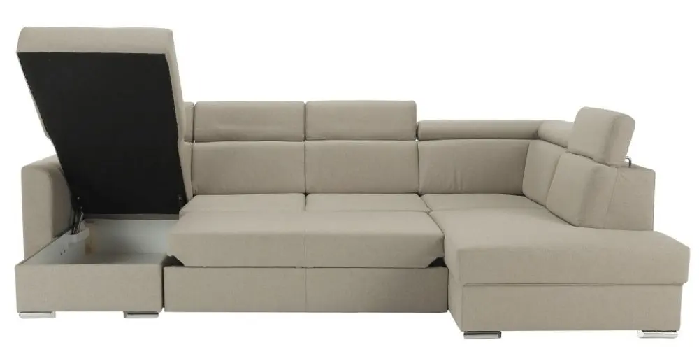 Canapea in forma de U extensibila Mobhaus Marieta Right (Beige)
