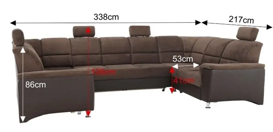 Canapea in forma de U extensibila Mobhaus Santiago (Brown)