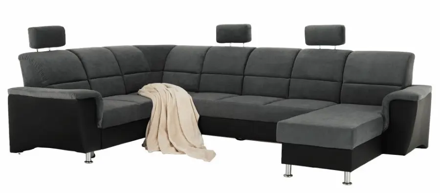 Canapea in forma de U extensibila Mobhaus Santiago Left (Black/Dark Gray)